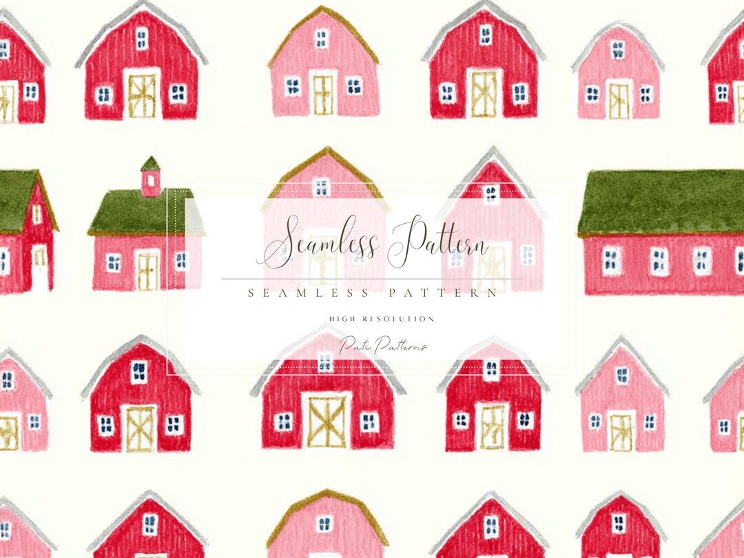 Rustic Farm Seamless Pattern PNG, Cute Barn Farmhouse Pattern for Kids ...