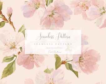 Cherry Blossom Seamless Pattern PNG, Sakura Floral Spring Pattern for Crafts, Fast Download and Commercial Use