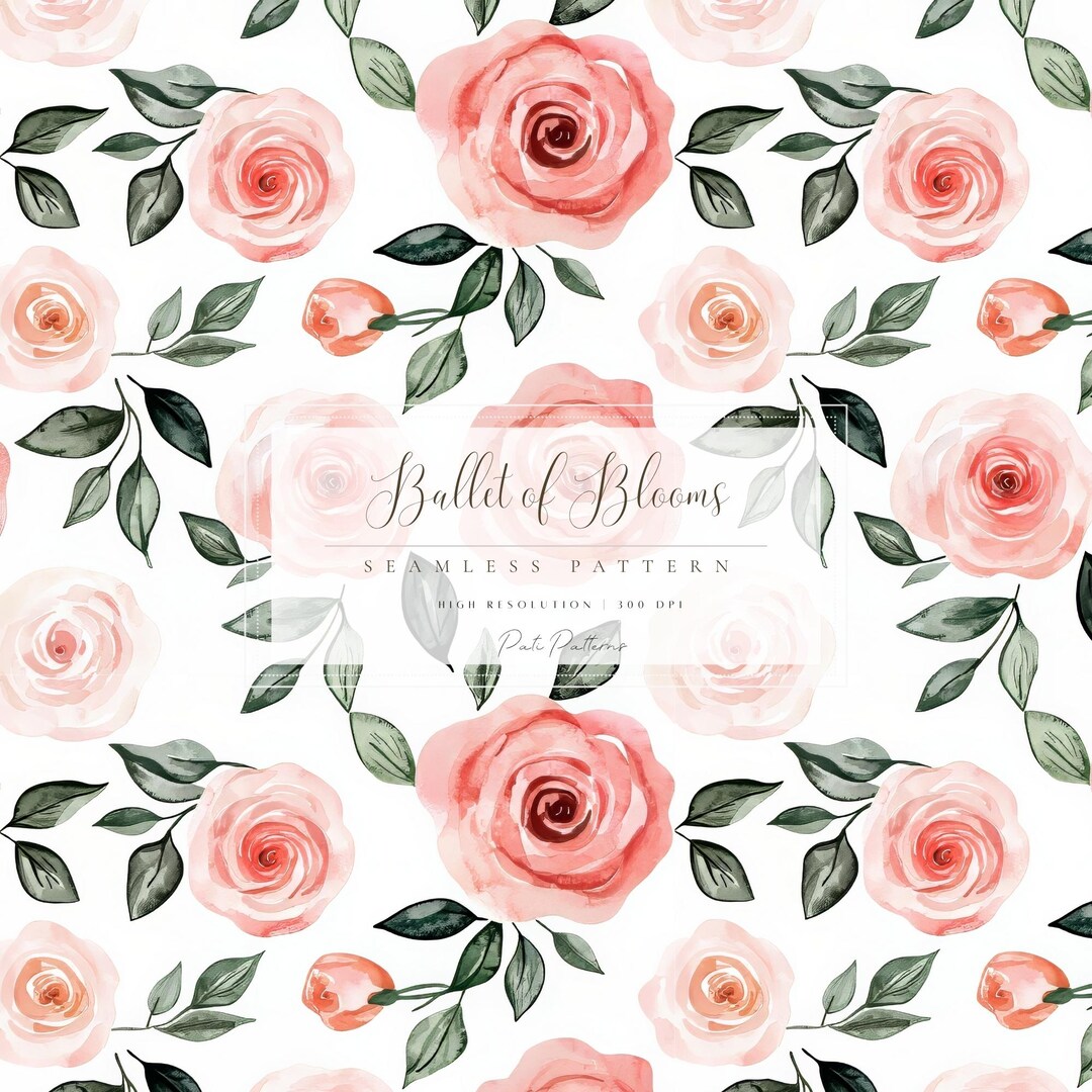 Rose Seamless Pattern PNG, Floral Digital Paper With Background, Pink ...