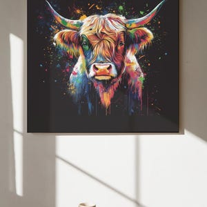 Highland Cow Canvas Wall Art Modern Home Decor