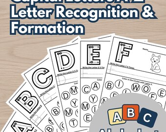 Alphabet Tracing Worksheets: Uppercase Letter Recognition A-Z (26 Pages)