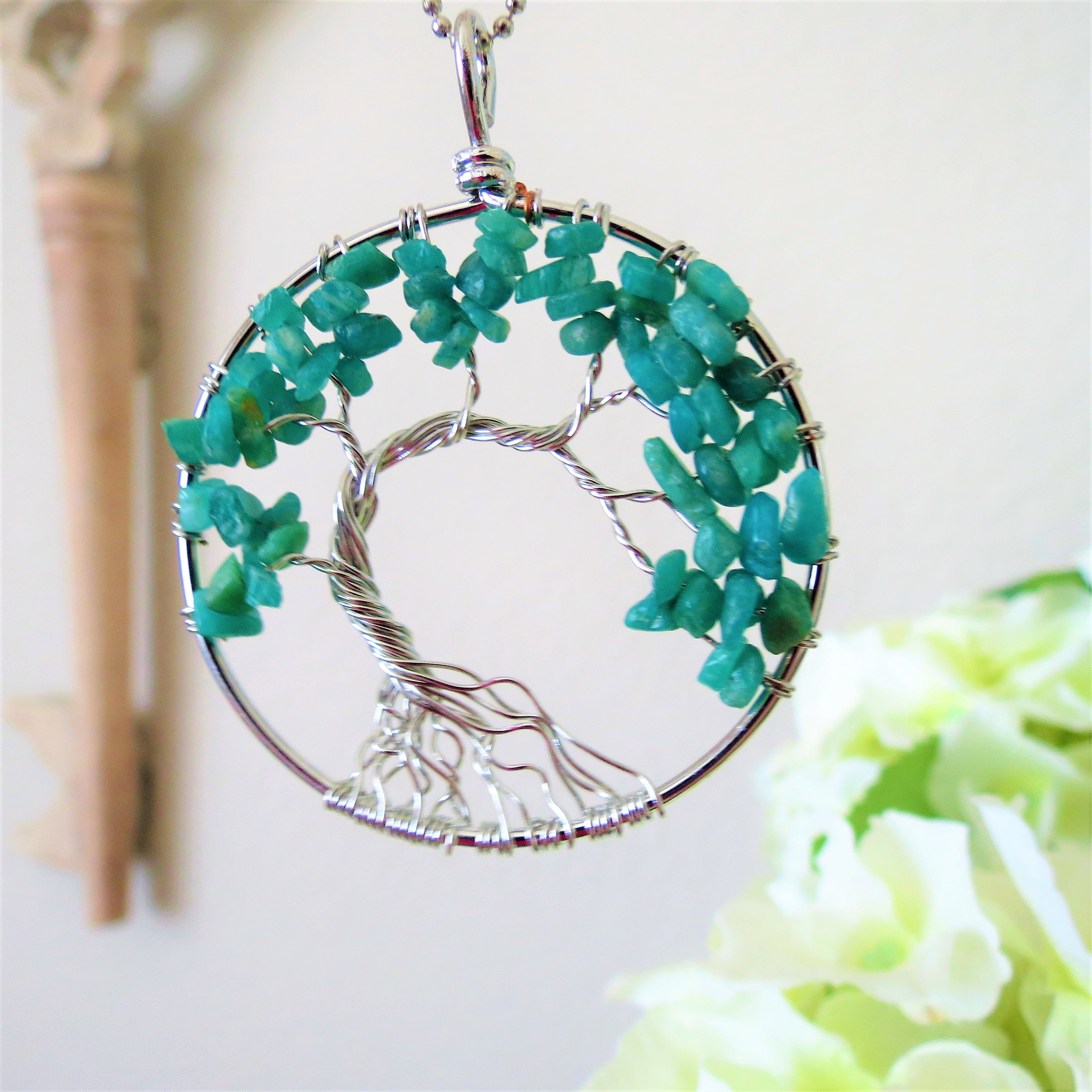 Emerald Green Tree of Life Necklace Wire Tree Pendant Green Etsy