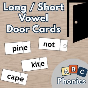 Bossy E Phonics-deurkaarten Lange en korte klinkerleesactiviteit Final E Magic E-oefening kleuterschool 1e 2e graad Afdrukbare phonics-kaarten