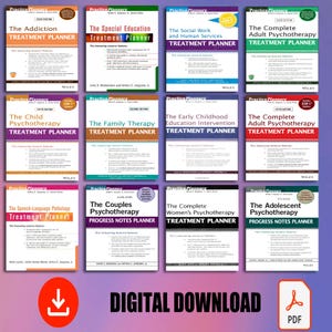 12 Pack Psychotherapy Treatment Planner Bundle Set, Treatment Planner Book,degital download Pdf files