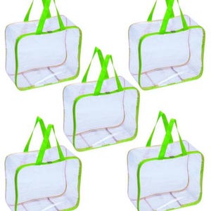 Organizador de armario transparente hecho a mano, bolsa de almacenamiento debajo de la cama, color verde neón, paquete de 5