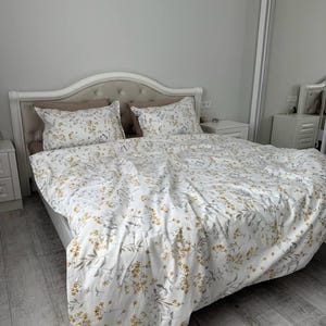 Floral Bedding Set – Handmade Cotton Duvet Cover with Pillowcases | Soft Botanical Bedding | Queen/King Sizes | Cozy Bedroom Decor