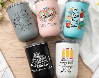 Vaso personalizado para profesores de 295 ml, regalo de agradecimiento para profesores, regalos de reconocimiento para profesores, taza de viaje escolar, regalo para profesores, regalo de fin de curso