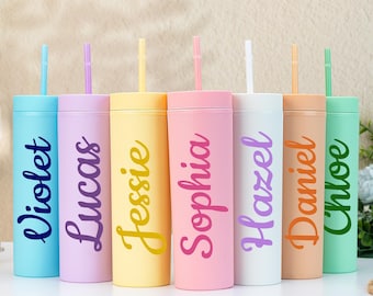 Personalized Tumbler With Lid And Straw,Custom Skinny Tumbler,Bridesmaid Proposal,Bridesmaid Gift For Her,Bridal Shower Gift,Wedding Gifts