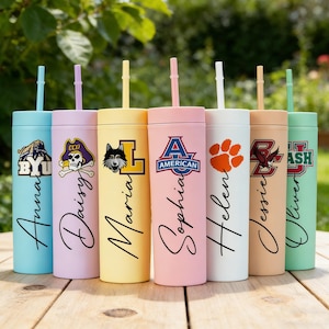 Personalized College Logo Tumbler, Custom University Name Cup, Graduation Gift 2026 image 1