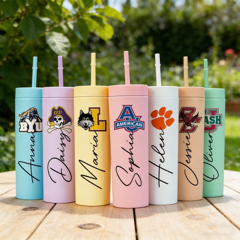 Personalized College Logo Tumbler, Custom University Name Cup, Graduation Gift 2026 image 1