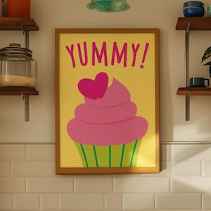 Poster digitale "Che buono!" con cupcake – Arte divertente e colorata per qualsiasi spazio – Download immediato