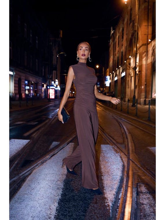 Asymmetrical Two-Piece Pants Set, European Knit Outfit
