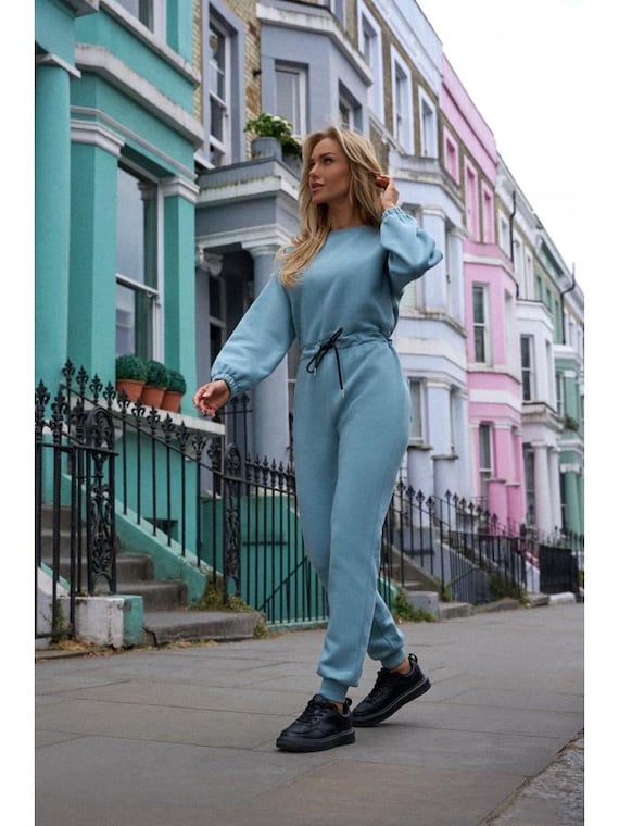 Knit Cotton Jumpsuit: Women's Loungewear With Pockets, Ribbed