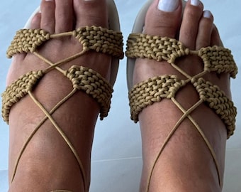 Sandalia de macramé, hecha a mano, estilo boho