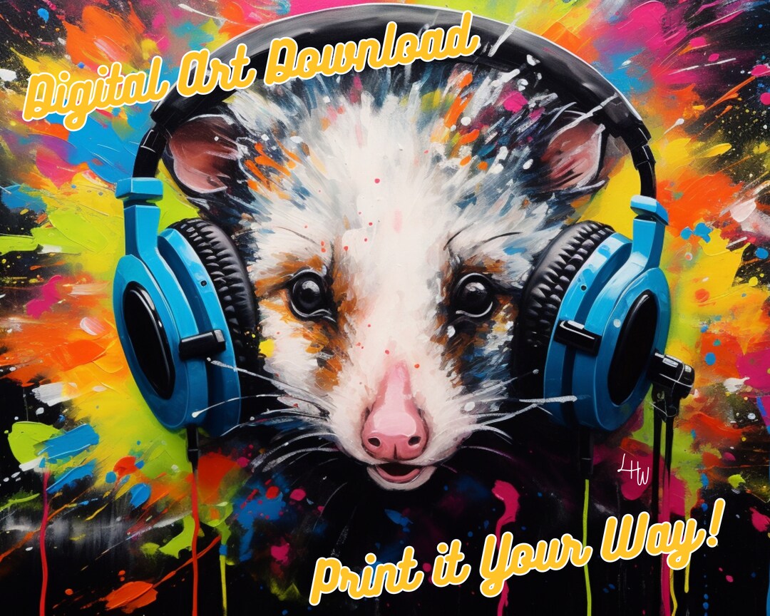 Opossum Jammin' Music Headphones Collection Chunky Drippy Etsy