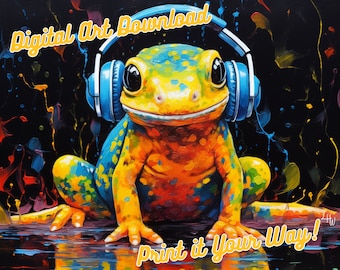 Salamander, Jammin' Music Headphones Collection Chunky Drippy Acrylic Bold Digital Downloadable ArtGraffiti