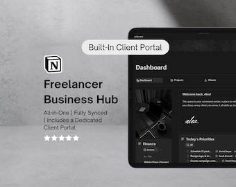 Freelancer Notion Template With Client Portal, CRM, Service-Based Business Dashboard and Work Planner, Client Tracker