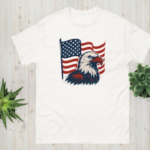 Camiseta vintage con águila y bandera de EE. UU.: orgullo patriótico del 4 de julio