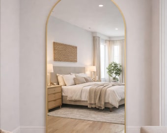 Akiko - Full Length Gold Metal Arched Mirror - 180cm x 90cm