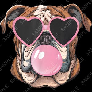 Bulldogs Preppy Mascot PNG, Girly Bulldogs Blowing Bubble Mama Design, Sublimation Digital Download