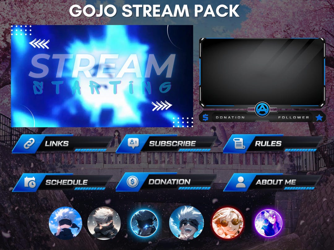 Anime Mystic Stream Overlay Pack PNG | Twitch Screens, Panels & Visuals ...