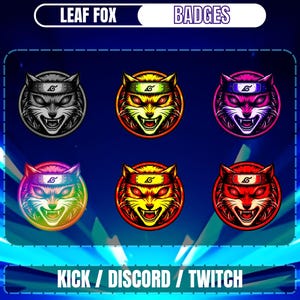 Fox Sub Badges for Twitch, YouTube, Discord (Digital Download, 6 Badges, PNG Files)
