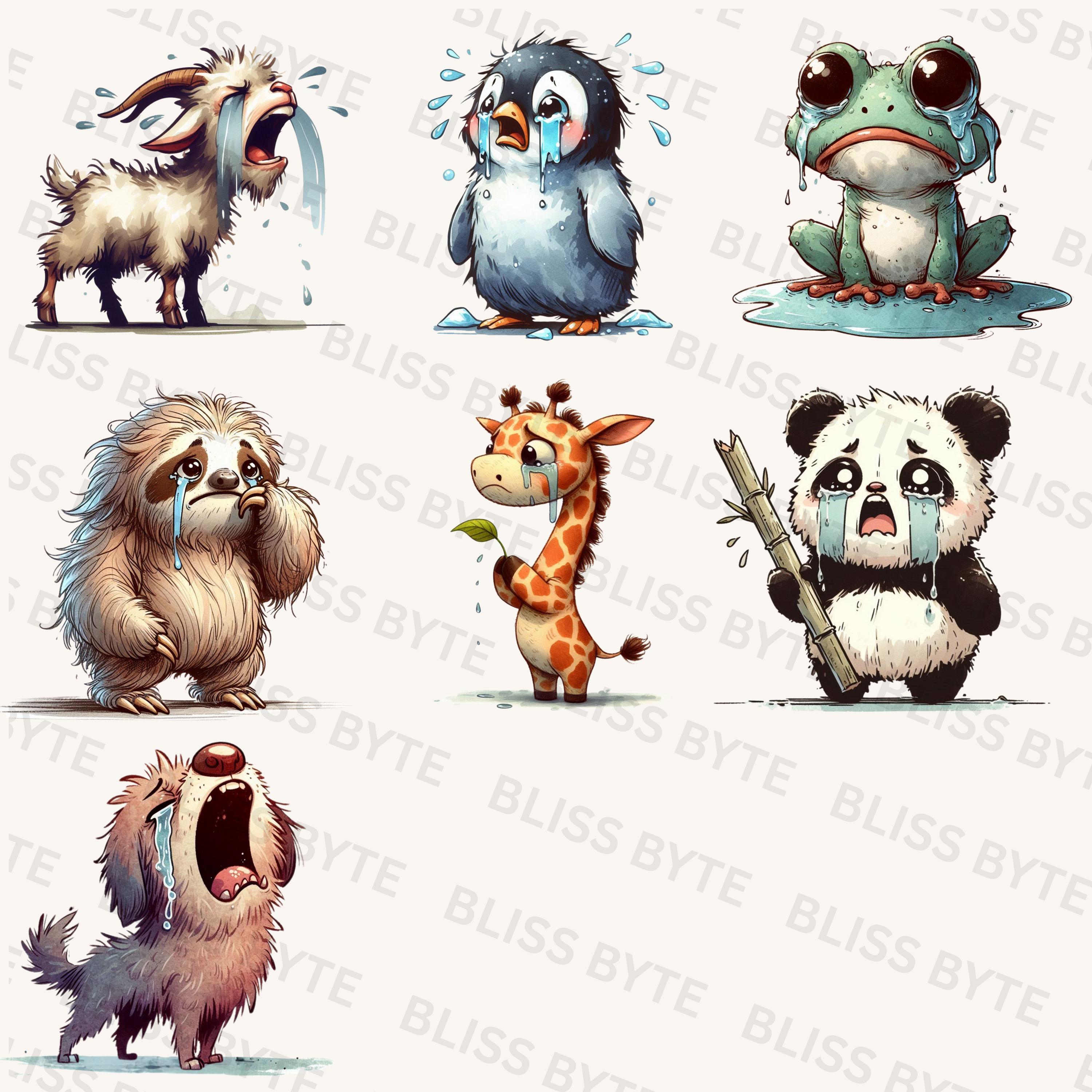 Crying Animals Watercolor Clipart, Nursery Art (digital Download - Etsy