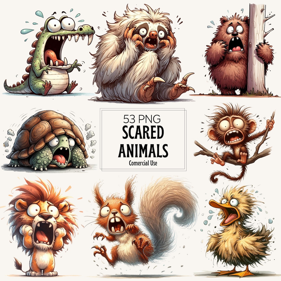 53 Scared Animals Watercolor Clipart – PNG Illustrations (digital ...