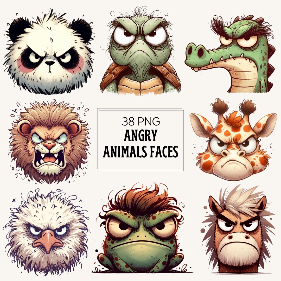 Grumpy Animals Clipart Bundle: Watercolor Safari & Woodland PNG - Etsy