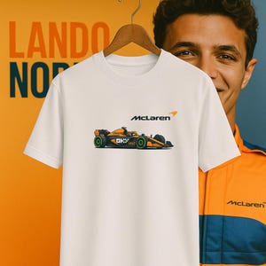 McLaren Inspired Cartoon F1 Car T-Shirt | Formula 1 Racing Fan Tee | F1 Gift for Him or Her | Motorsport Graphic Tee | Graphic Tee