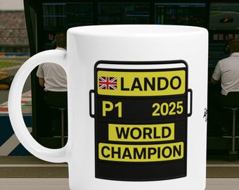Lando Norris pitboardmok – cadeau wereldkampioen 2025 Formule 1