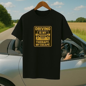 Driving Is My Therapy T-Shirt: Car Lover Gift, Unisex Cotton Tee