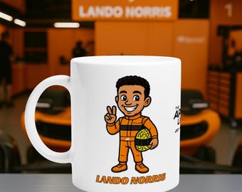 Taza con dibujos de Lando Norris: regalo para un fan de McLaren F1