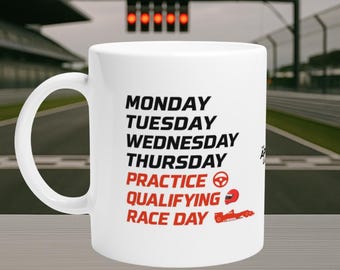 Programme de la semaine de course Mug en céramique : cadeau pour fan de Formule 1