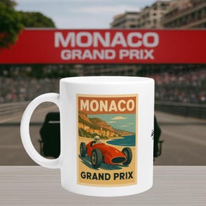 Monaco Grand Prix Retro Mug: Vintage F1 Racing Gift