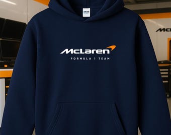Moletom com capuz inspirado na equipe McLaren F1: Roupa macia de algodão misto para fãs de corrida.