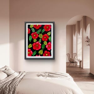 Red flower watercolour digital print