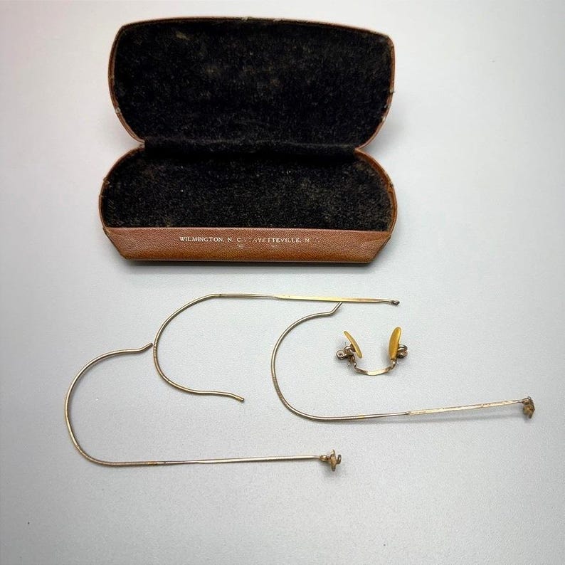 Vintage Gold Filled Wire Eyeglass Parts Case Shuron Durex 1/10 12K Replacement image 1
