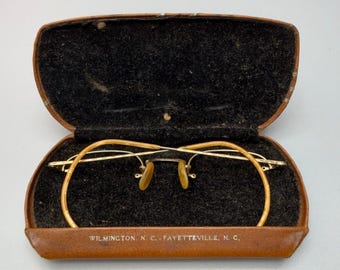 Vintage Gold Filled Wire Eyeglass Frames with Case Shuron 1/10 12K No Lenses