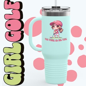 Cute Golf Insulated Travel Mug, Women&#39;s or Girl Golfing Coffee Cup, Funny Golf Gift, Golf Lover Tumbler, Sports Drinkware, Golfer&#39;s Travel