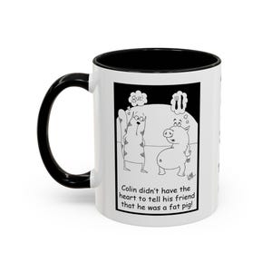 ¡Taza de dibujos animados de Colin el Gato, edición Cerdito Gordo! ¡Directamente del archivo de Duudl Studio!