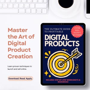 Digital Products Starter Kit | 30-Page Ebook + 5 Worksheets | Sell on Etsy, Gumroad, Shopify