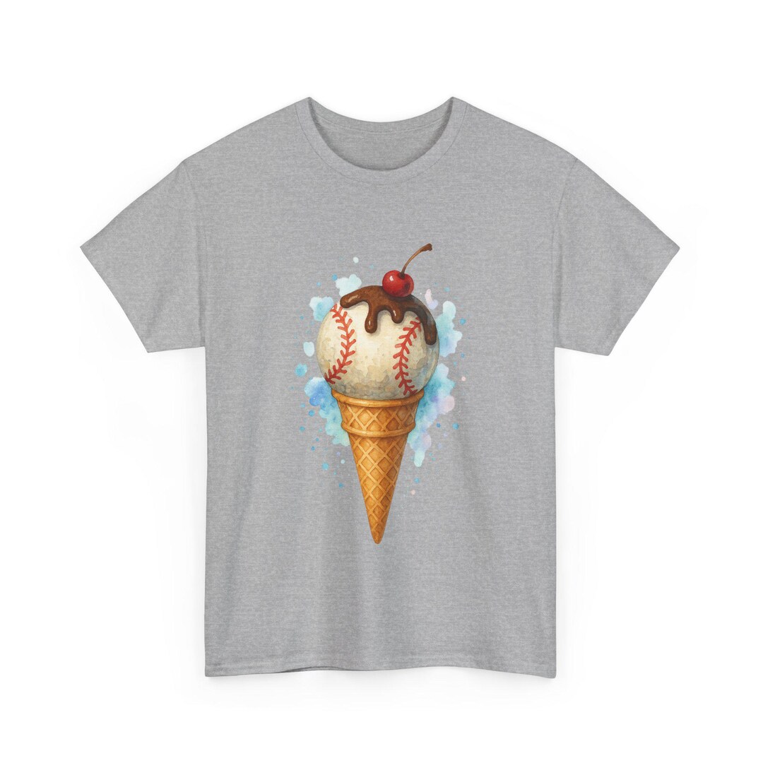 Funny Baseball Ice Cream Watercolor | Watercolor Baseball, Unisex ...