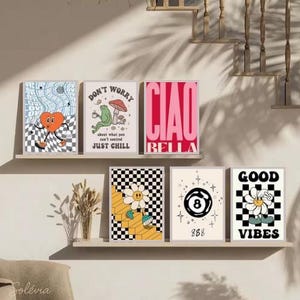 Póster de pared con vibraciones positivas, póster relajante con colores relajantes, decoración para el bienestar de la sala de estar o el dormitorio, ilustración zen moderna.