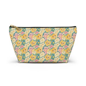 Estuche floral para accesorios: bonito neceser de maquillaje, organizador de viaje, regalo para ella, flores de primavera, estuche con cremallera.