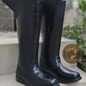 Handmade Black Leather Hessian Boots | 18th Century Reenactment