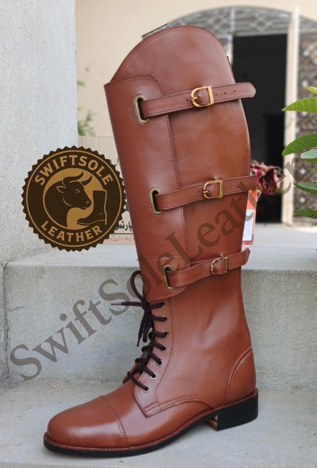 Handmade US M40 Cavalry Three‑buckle Brown Leather Boots – Vintage ...
