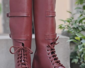 Botas de montar de cuero M40 de caballería estadounidense: diseño de 3 hebillas de estilo vintage.