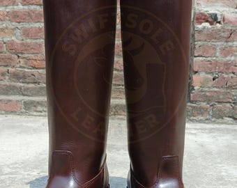 Botas de montar de cuero marrón hechas a mano – Calzado hasta la rodilla de estilo militar vintage