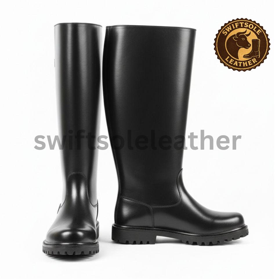Men\'s German Officer Size 28.5 / US 10.5 Black Leather Tall Riding Boots il_340x270.7243783014_rmiv.jpg main image 4